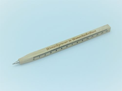 Kugelschreiber aus Holz mit integriertem Lineal und Wunschgravur